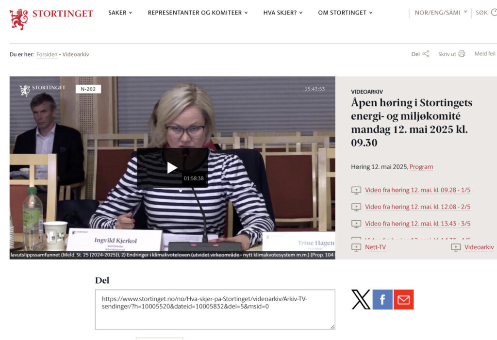 Skjermdump fra stortinget.no.